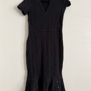 Elegant Opening Ceremony Peplum Dress Sz L Black Textured